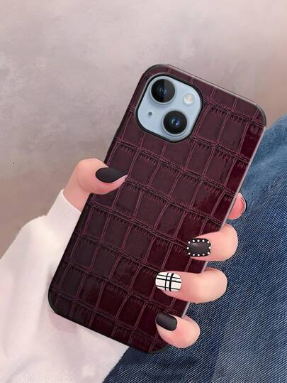 1 pièce Étui de téléphone  de peau de crocodile noir au motif crocodile, avec design résistant aux chocs et fonction d'amélioration audio, compatible avec