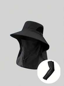 1 Piece Unisex Solid Color Sun Protection Neck Cover Outdoor Wide Brim Bucket Hat For Hiking, Fishing, Vacation, Suitable For Daily Outdoor Activities