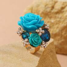 1pc Fashion Floral Butterfly Pearl Adjustable Ring