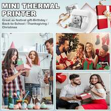 Impressora Térmica Portátil Miniatura, Criador de Adesivos sem Tinta com 5 Rolos de Papel de Impressão, Impressora de Bolso para Notas, Imagens, Fotos, Diários, DIY, Compatível com iOS e Android