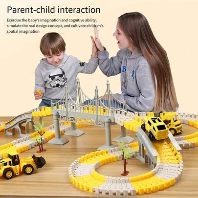 可变换电动火车玩具套装，铁路工程车玩具套装，不含电池