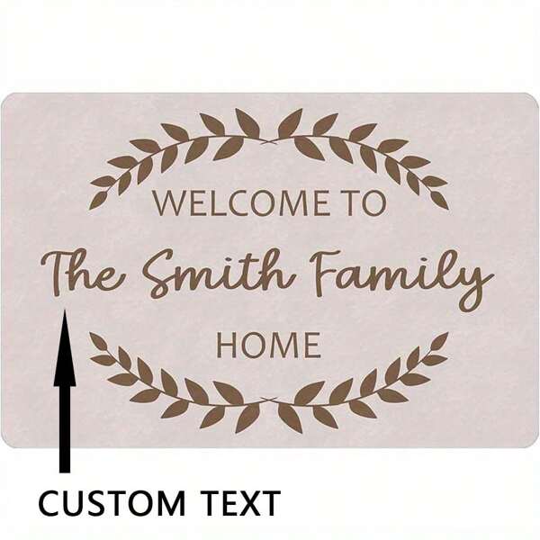 Customizable Floral Welcome Doormat, Personalized Housewarming & Daily Gift, Low-Key Floor Mat For Indoor/Outdoor, Anti-Slip Carpet For Entrance, Patio, High Traffic Areas Back To School