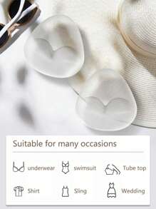 1 Par de Almohadillas de Silicona Reutilizables para Sujetador - Almohadillas Invisibles Push-Up para Trajes de Baño y Lencería, Realzadores Suaves y Gruesos para Levantar el Busto Natural, Ideales para Bikinis, Vestidos y Atuendos de Cuello Halter, Esenciales de Playa, Accesorios de Playa, Flotador de Piscina