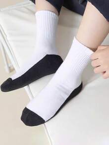 10 Pairs Classic Sports Style Student Socks, Suitable For Boys & Girls Aged 1-16, All Seasons, Crew Neck Design, Easy To Wash - Multicolor - View 4