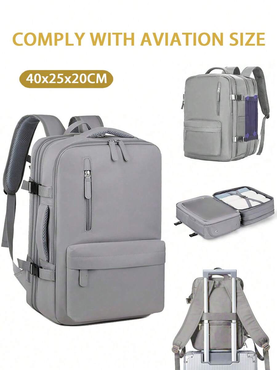 Ryanair 40x20x25 可擴展座下背包,航空公司認證防水機艙包,附 USB 接口 - 灰色 - 查看 1