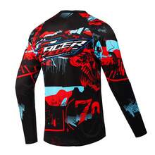 TELEYI 长袖速降骑行服 100% 涤纶 骑行山地车速降衫 自行车竞赛服 - 黑與白 - 查看 2