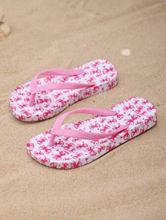 1 Pair Kids Foam Slides EVA Solid Color Non-Slip Athletic Sport Flip Flops With Cartoon Animal Decor