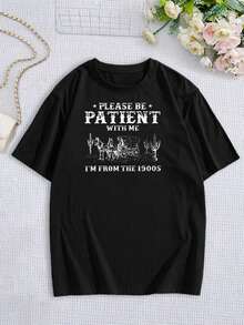 Camiseta informal de mujer estilo western, diseño gráfico de cactus y carro, camiseta casual de mezcla de algodón, tallas grandes disponibles - Negro - Ver 3