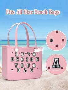 26 Letters DIY Bag Decor, Suitable For Bogg Bags, Hollow Out Clogs, Tote Bags, Decorative Accessories, Customizable For Your Beach Tote Bags And Hollow Out Clogs, These Charming Decors Infuse Personalized Style And Vibrant Colors To Your Bogg Bags And Hollow Out Clogs, Perfect For Showcasing The Uniqueness And Visibility Of Your Bags And Hollow Out Clogs, Easy To Identify Your Bag - Black and White - View 2