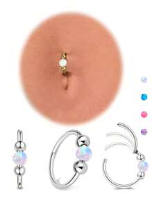 1 Piece Of High-Quality Stainless Steel Nose Ring, Suitable For Multiple Parts Such As Cartilage, Lip, Helix, Earlobe, And Mouth. We Decorate These Nose Rings With Opal And Steel Beads, Making Them Suitable For Both Daily Wear And Special Occasions.