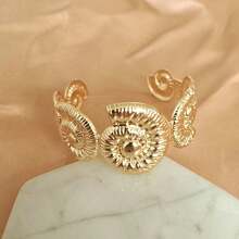 1pc Fashionable Minimalist Metallic Sea Star Linked Adjustable Bangle Bracelet For Women
