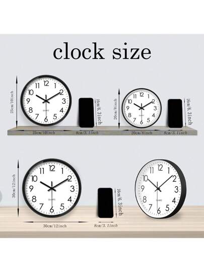 Inch Plastic Round Wand Clock, Battery Operated Quiet Non Ticking Analog Living Room, Bedroom, Home Classic Ho hold Art Kitchen, Office (Batteries Not Included) Room Klok Bedroom Dormitory Back To School Surprise Supplies view 4