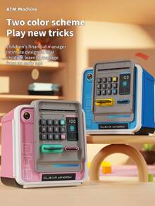 儿童电动银行，玩具 ATM 银行现金硬币罐存钱罐，包括男孩女孩的面部识别，益智玩具可爱的东西 ATM 机存款储物盒，适合 3 岁以上儿童的最佳礼物，不包括纸币和硬币