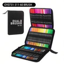60 Colors Dual Brush Markers Pens, Blending Permanent Art Brush Markers Pens For Kids Adult Coloring Hand Lettering, Dual Tip (Brush And Fine Point) Drawing Markers For Note Taking Journal Classroom