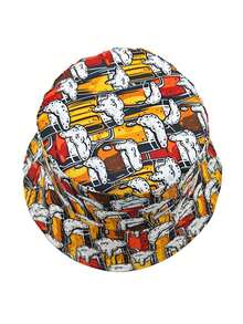 Casual Summer Beer Pattern Printed Bucket Hat, Unisex Beer Music Festival Bucket Hat - A - View 11