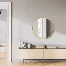 Round Mirror, Round Bathroom Mirror For Over Sink, Black Metal Frame Round Wall Mirror, Circle Mirrors For Wall, Bathroom Vanity Mirror, Decorative Mirrors For Living Room, Bedroom, Entryway - 金色/24 - 查看 6