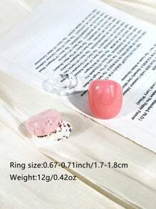 3pcs Delicate Pink Vintage Personalized Transparent Geometric Rings Set, Versatile Daily Wear, Suitable As Gift For Friends