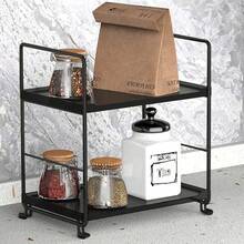 Estante para Cosméticos De 2 Niveles,Organizador De Mostrador,Apilable Independiente Estante De Almacenamiento para Mostrador De Baño,Adecuado para Cocina, Baño, Almacenamiento De Cosméticos - Cuadrado-Negro - Ver 3