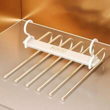1pc High-Quality Folding Pants Rack - Multi-Layer, Space-Saving Plastic Pants Hanger With Anti-Slip Handle, Suitable For Home, Clothes Rack, Clothes Clips, Invisible