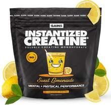 Gains In Bulk Instantized Creatine Monohydrate For Women And Men, Soluble Pre Workout Powder, Supports Muscle Building, Strength And Performance, Bodybuilding Supplements, Unflavored, 30 Servings - Sweet Lemonade - View 1