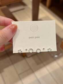 3/4/5pcs Minimalist Small Geometric Stud Earrings Set, Versatile For Daily Wear