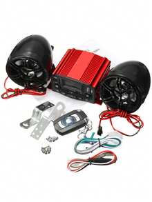 12V Motorcycle Sound System USB MP3 Motorcycle Bluetooth Audio Remote Control Stereo 2 Speakers Waterproof FM Radio - Black - View 9