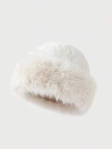 1pc Women Winter Furry Hat, European & Korean Style Warm Headwear, Solid Color Cute & Versatile, Thicker Design Winter Outfits