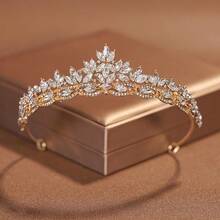1pc Elegant Crystal Alloy Wedding Crown, Suitable For Women's Wedding, Birthday Party Accessories Valentine's Day Accessories - Multicolor - View 6