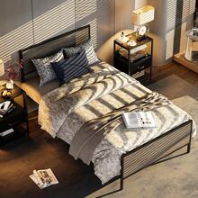 Base de Cama Individual,1M Cama Individual,Base de Cama con Cabecero y Pie de Cama,Bases para Camas Individuals,con Bases Camas Soporte de Lamas Metálicas,195CM*100CM*35CM (Gris) - GRIS - Ver 4