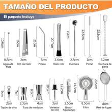 Cocktail Bar Set Kit 23 Piezas Utensilios de Bar, Coctelera 750ML Barra de Coctelería de Acero Inoxidable Juego de Cóctel con Soporte Conjuntos para el Bar, Coctelera de Cóctel Hogar Mezclar Bebidas - 1 - Ver 4