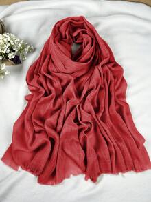 1pc Minimalist Fashionable Elegant Chiffon Scarf, Suitable For Daily Wear, Work, Celebration, Sports, Soft & Breathable UV Protection, Gulf Style Polyester Plain Color Plus Size Long Headscarf For Women For Dress - Khaki - View 21