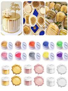1/2pcs Edible Lustrous Glitter Powder Cake Decorating Kit, 10 Colors Drink Powder Dust, Cake Decorations, Glitter Set, Sprinkle For Cookies, Cupcakes, Chocolates And Parties, 15g/Bottle - Multicolor - View 12