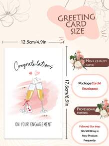 1PC Congratulations On Your Engagement Card, Champagne Engagement Card For Couples, Congrats Engagement Card For Him Her, Cheers To Engaged Card