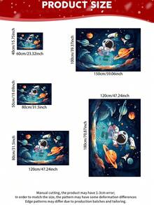 1 pieza Alfombra con diseño de astronauta y planeta de estilo de dibujos animados, alfombra de campo planetario, alfombra de astronauta, alfombra de cohete, tapete de juegos, material amigable con el pelaje, alfombra para sala de estar, alfombra para dormitorio, alfombra pequeña, alfombra grande, alfombra para cocina, felpudo de baño - Blanco - Ver 7