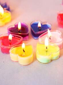 (9pcs/Box) Asymmetric Candles, Heart-Shaped Candles, Tea Lights, Romantic Heart Candles, Wedding Party & Home Candles, 3.5-4 Hour Long-Burning Candles, Wish Candles, Birthday & Halloween Emergency Lighting Candles, Mother's Day Candles, Father's Day Candles, Easter Candles, Home Goods, Valentine's Day Candles, Back To School Candles, Christmas Candles - Multicolor - View 7