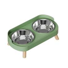 Elevated Stainless Steel Pet Bowl Set, With Stand And Double Bowls, Suitable For Small Dogs And Cats, With Splash Guard - Pet Feeder
