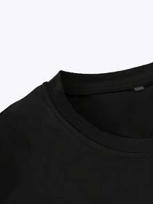 Una camiseta casual de manga corta y corte holgado para hombre con estampado de palmeras, a la moda para mujeres, adecuada para vacaciones y uso diario. - Negro - Ver 3