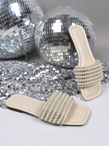 Sandalias de moda para mujer con lentejuelas, minimalistas y prácticas, multifuncionales