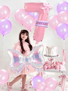 Set de 25/26 globos con forma de lazo transparente arcoíris, incluye lazos de mariposa de foil láser transparente de colores, globos de números 1-18 en rosa pastel, globos de látex en rosa perla y morado, para decoración de mariposas, cumpleaños, San Valentín, fiesta de cumpleaños familiar, boda, sesión de fotos, fiesta de cumpleaños de princesa, despedida de soltera, aniversario, té, fiesta temática de ratón rosa y negro, decoración de cumpleaños rosa