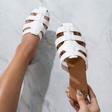 Mule Sandalen mit Hohlmuster für Frauen, Slip-On Outdoor Pantoletten