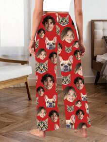 Printstory Customized Women's Pajamas, Personalizable With Any Pattern, Suitable As A Unique Gift For Family And Friends, Perfect For Holiday Parties - Burgundy - View 2