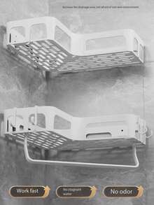 1 件浴室多功能收纳架，无需钻孔毛巾和沐浴露架，三角形搁板，塑料马桶收纳架，多用途壁挂式收纳盒，毛巾架盒，返校