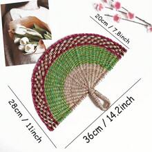 1pc 28/36cm Handwoven Seagrass Hand Fan, Home Decor Wall Hanging Fan, Suitable For Elderly, Cooling In Summer, Anti-Mosquito, Lobby & Club Decor - Colorful Seaweed Fan - View 21