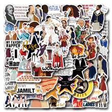 Juego de 55 pegatinas temáticas de "Hamilton" - Calcomanías reutilizables y autoadhesivas con referencias históricas y de cultura pop para portátiles, botellas de agua, monopatines, teléfonos - PVC duradero, multicolor, formas irregulares