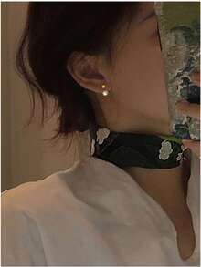 1對簡約銅合金文化假珍珠和珠子耳釘,適用於女士