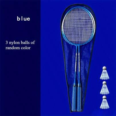 1 par avtagbara badmintonracketar i järnlegering, inkluderar 3 badmintonbollar i plast och nylon, lämpliga för nybörjarträning och familjeunderhållning