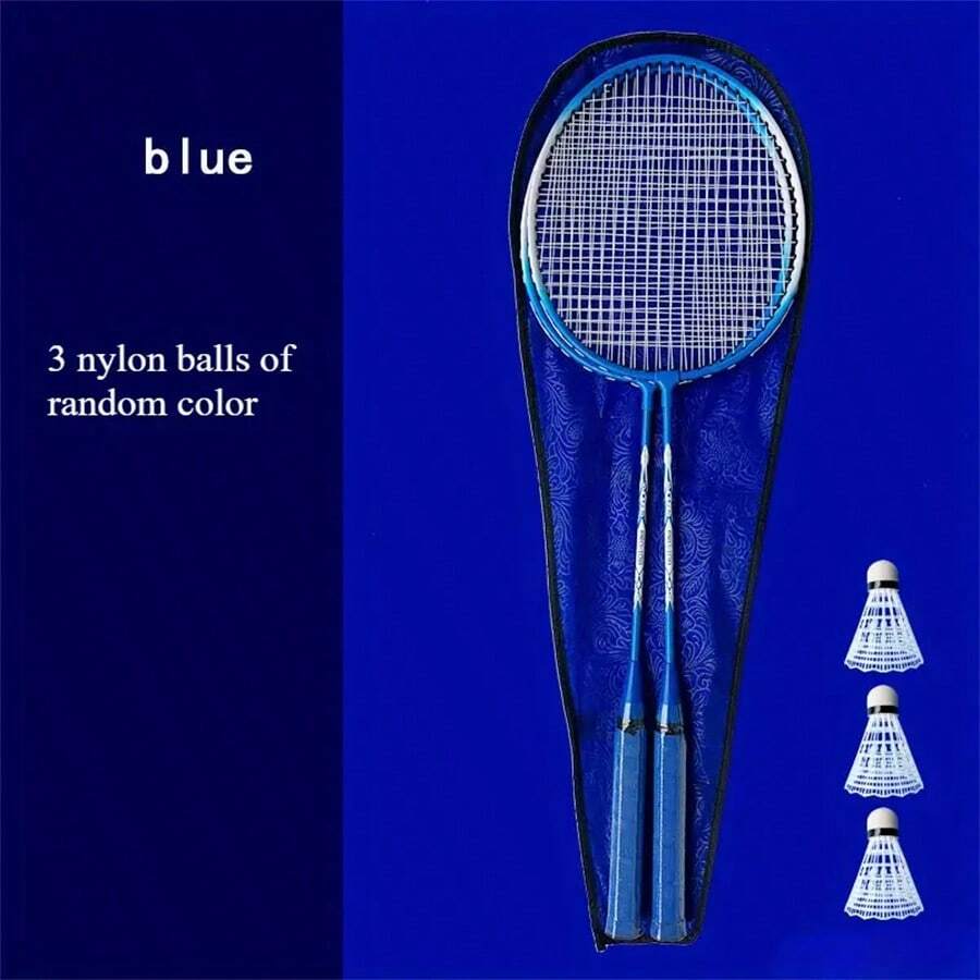 1 Pair Iron-Alloy Separable Badminton Rackets, Includes 3 Plastic Nylon Shuttlecocks, Suitable For Beginner Training And Family Entertainment