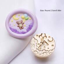 1 Pc Fairy Tale Series Wax Seal Stamp Head, Detachable Solid Brass, Intricate Fairy TalesDesigns (Castle/Rabbit/Bear/Hot Air Balloon/Candy House), Wax Sealed Stamp Head, Fire Paint Seal Head, DIY Craft, Gift Packaging, Envelope Sealing, Party Invitation Letter,Back To School,School Supplies
