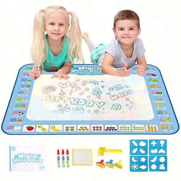Kinder Wasser-Malerei Leinwand-Set mit zwei Wasser-Stiften - wiederverwendbar, ohne Verschmutzung, dick und großes Format, interaktiv mit Eltern, sichere Materialien, tolle Geschenkidee für Jungen und Mädchen an Feiertagen wie Ostern, Kindertag, Weihnachten