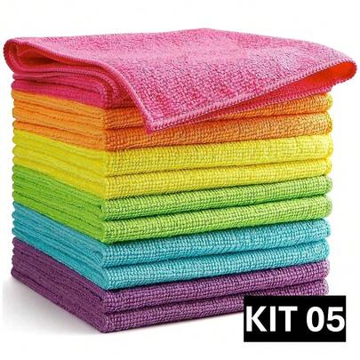 Kit 10 Panos De Limpeza Flanela Microfibra Alta Absorção Multiuso 25x25cm